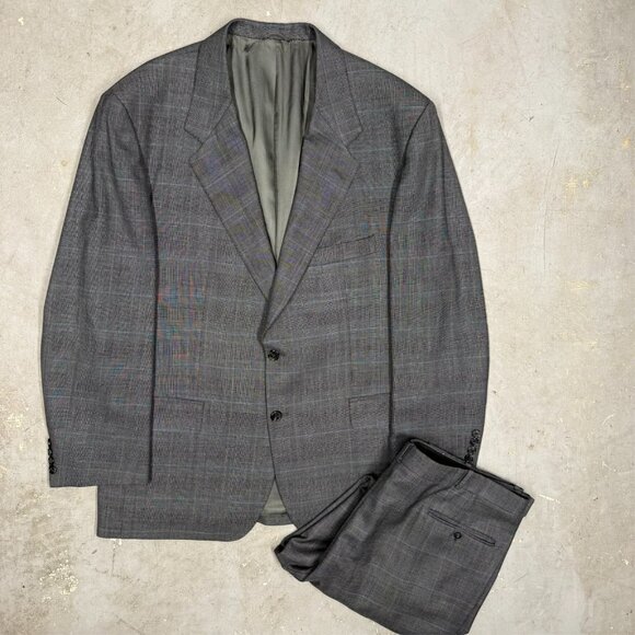 Bulloch Tailors Bespoke Suit 2pc Prince of Wales Check Grey Wool 46R 40x27 - Picture 2 of 11